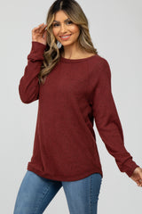 Burgundy Brushed Waffle Knit Top