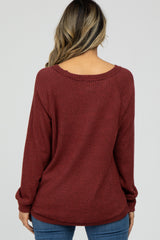 Burgundy Brushed Waffle Knit Top