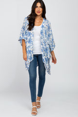 Blue Floral Cuffed Cover Up