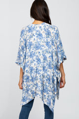 Blue Floral Cuffed Cover Up