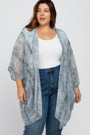 Light Blue Animal Print Plus Cover Up