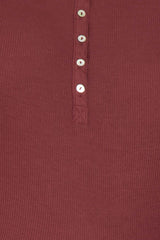 Burgundy Ribbed Button Front Long Sleeve Maternity Plus Top