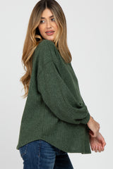 Olive Ribbed Mock Neck Maternity Top