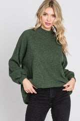 Olive Ribbed Mock Neck Maternity Top