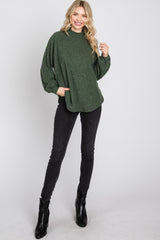 Olive Ribbed Mock Neck Top