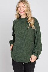 Olive Ribbed Mock Neck Top