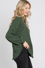 Olive Ribbed Mock Neck Top