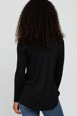 Black Button Accent Long Sleeve Top