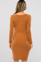 Rust Knit Long Sleeve Dress