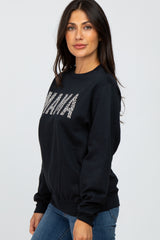 Black Animal Print Mama Pullover Sweatshirt