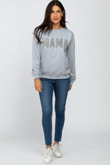 Heather Grey Animal Print Mama Pullover Sweatshirt