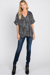 Black Animal Print Blouse