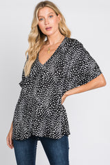 Black Animal Print Blouse