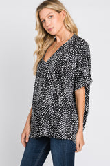 Black Animal Print Blouse