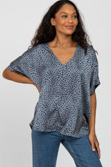 Blue Animal Print Blouse