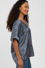 Blue Animal Print Blouse