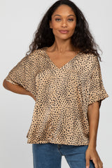 Taupe Animal Print Blouse