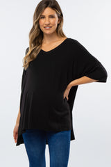 Black Hi-Low Dolman Sleeve Maternity Top