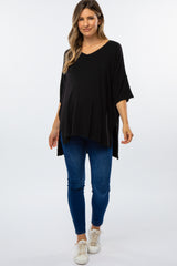 Black Hi-Low Dolman Sleeve Maternity Top