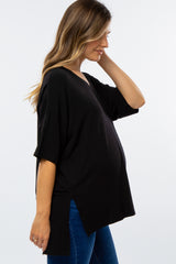 Black Hi-Low Dolman Sleeve Maternity Top