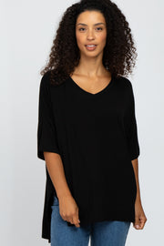 Black Hi-Low Dolman Sleeve Top