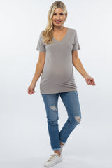 Heather Grey V-Neck Maternity T Shirt