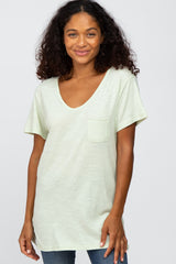 Mint Green Front Pocket Maternity T Shirt