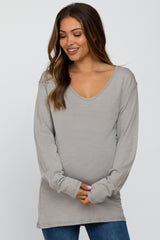 Grey Long Sleeve Maternity Active Top