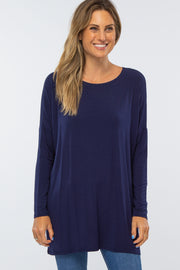 Navy Long Dolman Sleeve Top