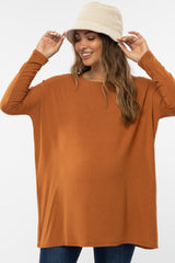 Camel Long Dolman Sleeve Maternity Top