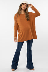 Camel Long Dolman Sleeve Maternity Top