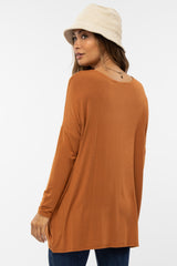 Camel Long Dolman Sleeve Maternity Top