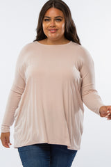 Light Pink Long Dolman Sleeve Plus Top