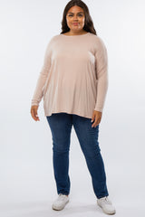 Light Pink Long Dolman Sleeve Plus Top