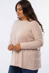 Light Pink Long Dolman Sleeve Plus Top