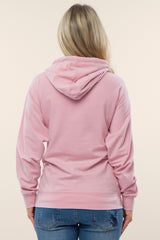 Light Pink Basic Hooded Maternity Sweatshirt