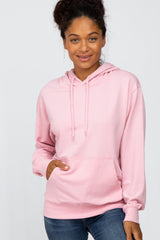 Light Pink Basic Hooded Maternity Sweatshirt