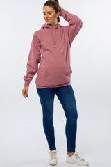 Mauve Oversized Maternity Hooded Sweatshirt