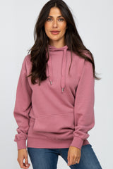 Mauve Oversized Maternity Hooded Sweatshirt