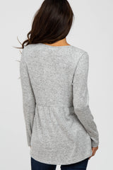 Heather Grey Soft Long Sleeve Babydoll Top