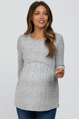 Heather Grey Soft Long Sleeve Maternity Babydoll Top