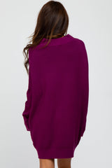 Plum Funnel Neck Dolman Sleeve Mini Dress