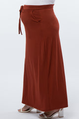 Rust Drawstring Maternity Maxi Skirt