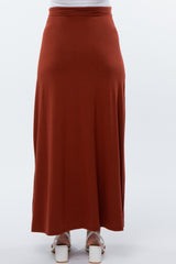 Rust Drawstring Maternity Maxi Skirt