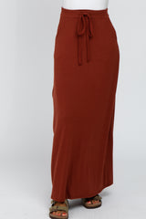 Rust Drawstring Maxi Skirt