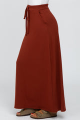 Rust Drawstring Maxi Skirt