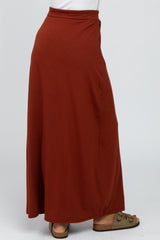 Rust Drawstring Maxi Skirt