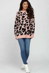 Pink Animal Print Oversized Maternity Sweater