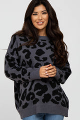 Charcoal Animal Print Oversized Maternity Sweater