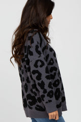 Charcoal Animal Print Oversized Sweater